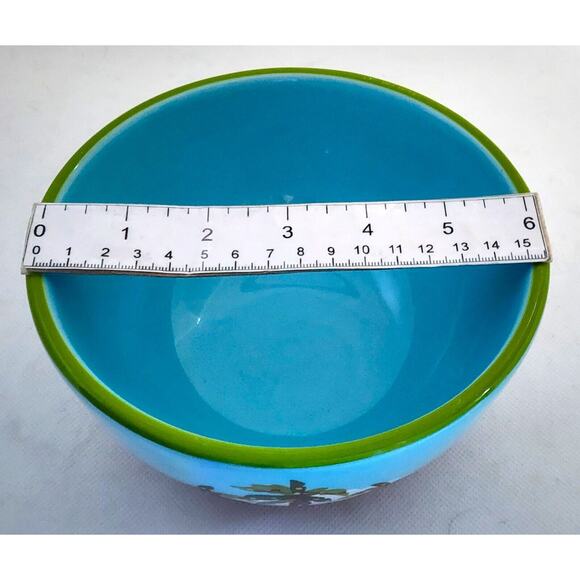 BOWL-BRIGHTEN THE SEASON--Blue Green-Palm Tree-Holiday-Beach-Cereal-Noodle-Pasta - Picture 8 of 9